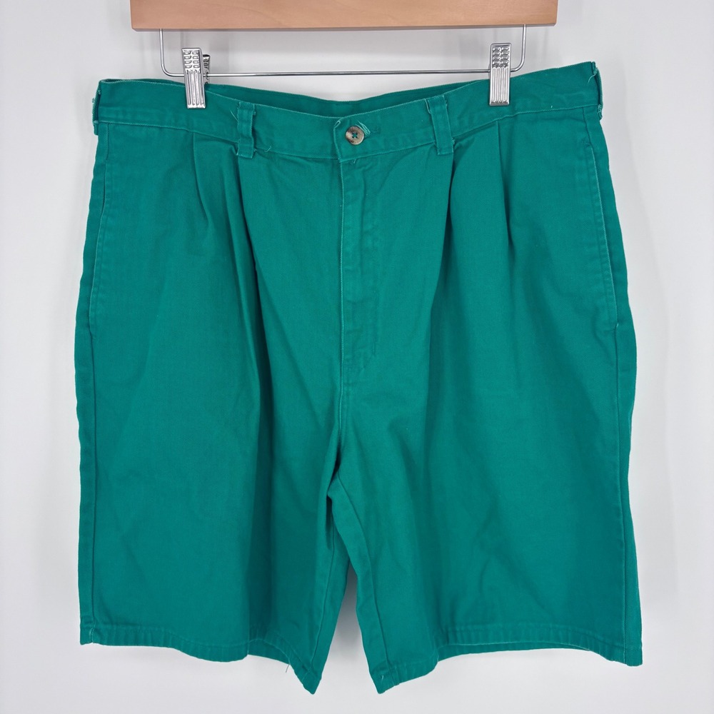 Vtg 90s Duck Head Shorts Mens 36 (Fits 33) Green Pleated Twill Southern Preppy